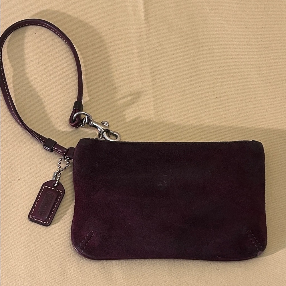Coach Burgundy Suede Wristlet